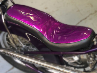 Close up Re-Upholstered Motorcycle Seat